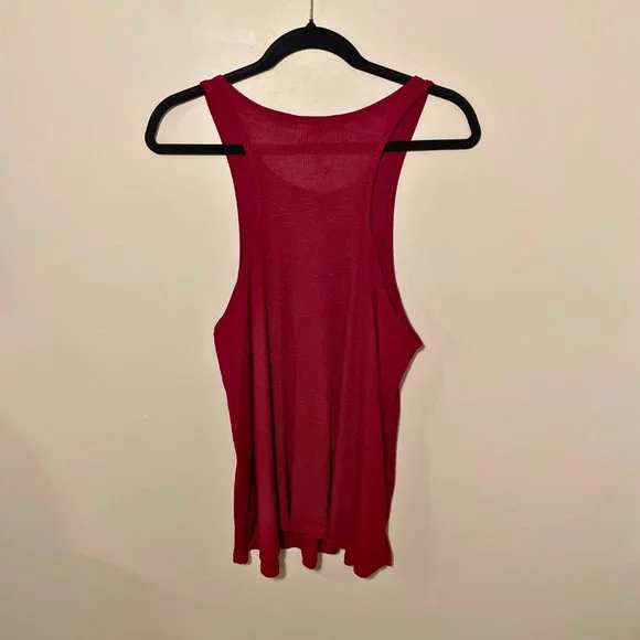 Free People • Red Maroon Flowy Racerback Tank Top Size L - Picture 3 of 5